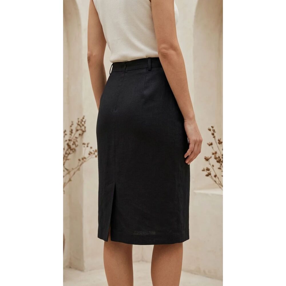 Evan-Picone Deep black 100% linen Skirt | Sz 4